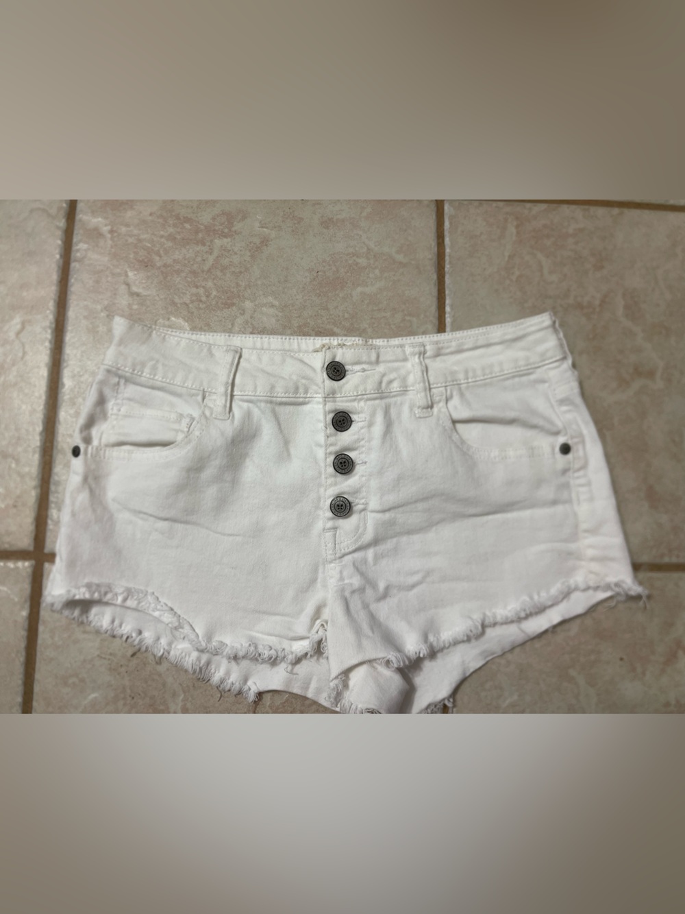 Altar'd State White High-Rise Button-Front Denim Shorts
